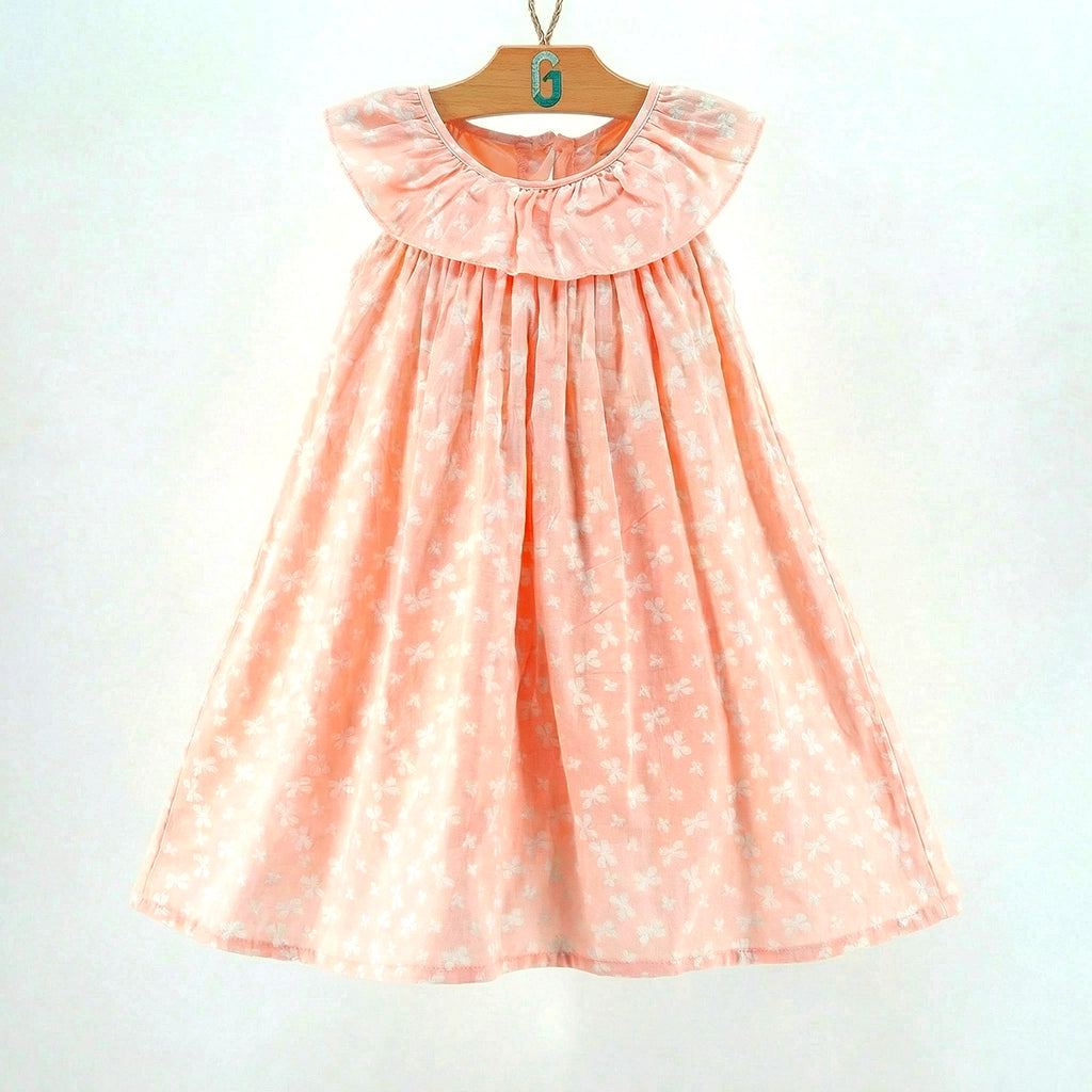 Dress Light orange  - White flowers-28111
