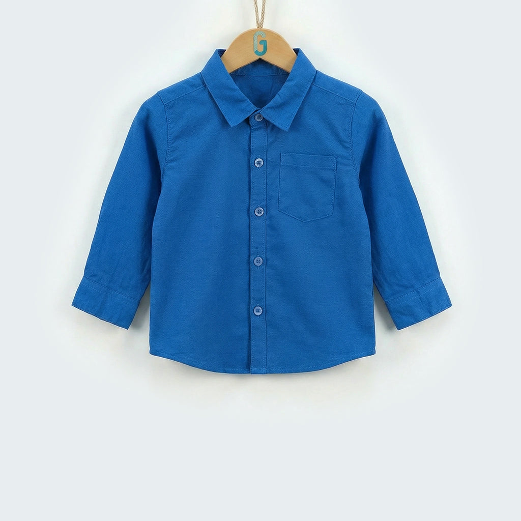 Shirt blue L/S-27556