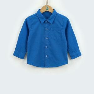 Shirt blue L/S-27556