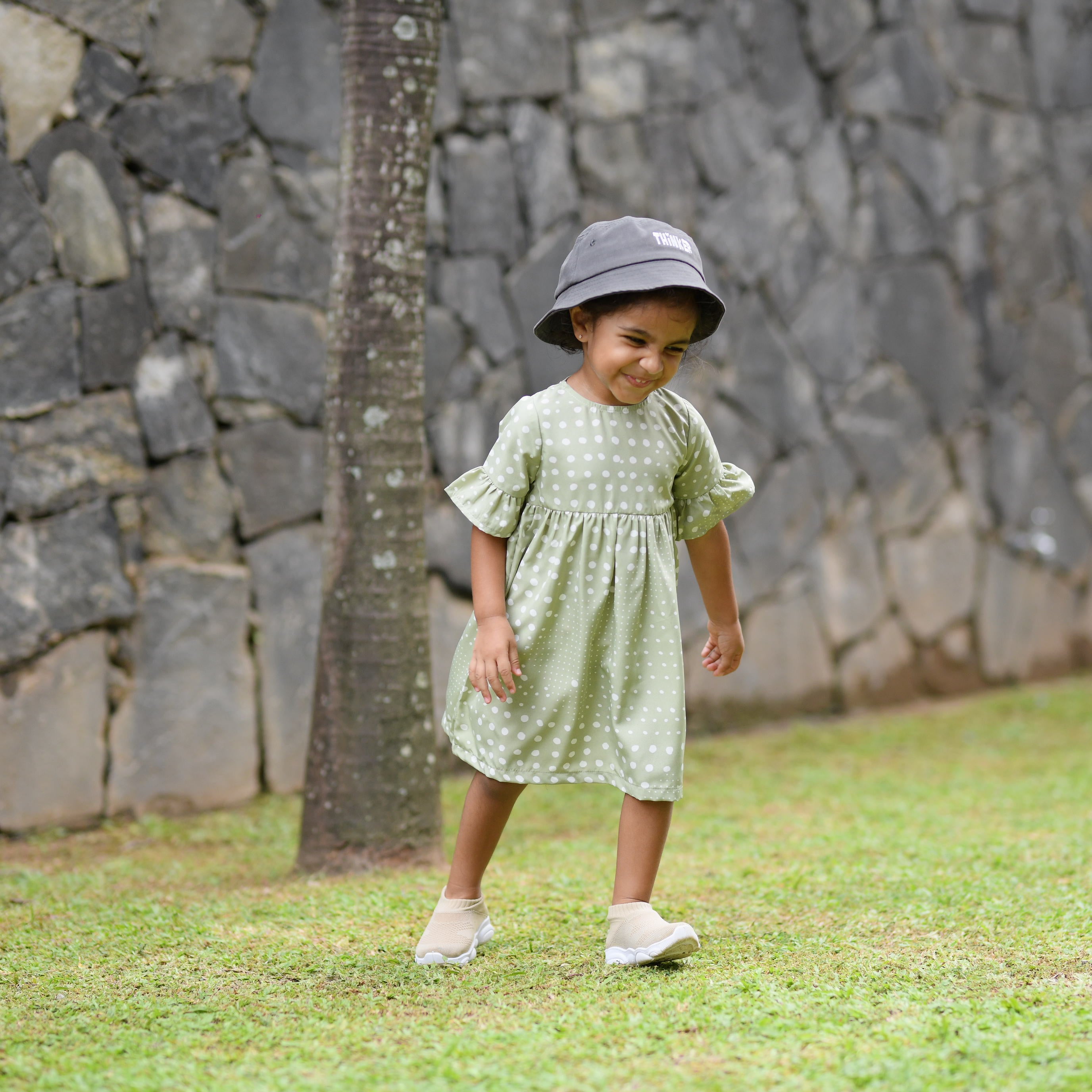 Dress Green White dots-27582