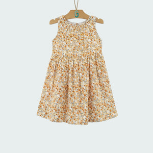 Dress small multicolor flowers yellow & brown -27790