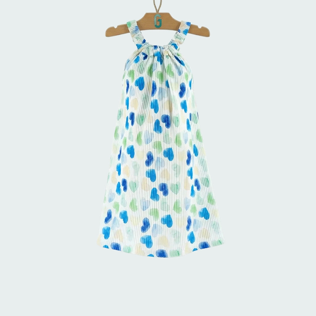 Dress Strappy White heart printed-27814