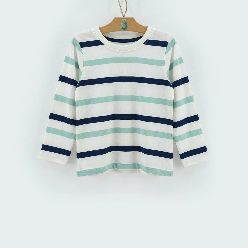 Crewneck stripes Navy,white,green L/S -27909