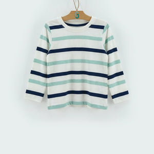 Crewneck stripes Navy,white,green L/S -27909