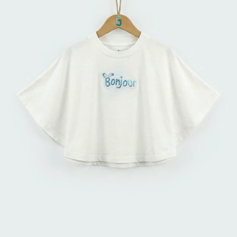 Girl's Top - Bonjour - White