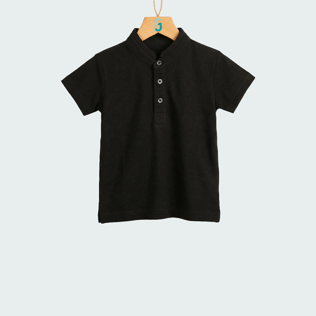 T.Shirt Chineese Collar Black -27985
