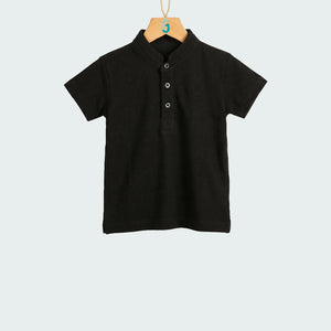 T.Shirt Chineese Collar Black -27985