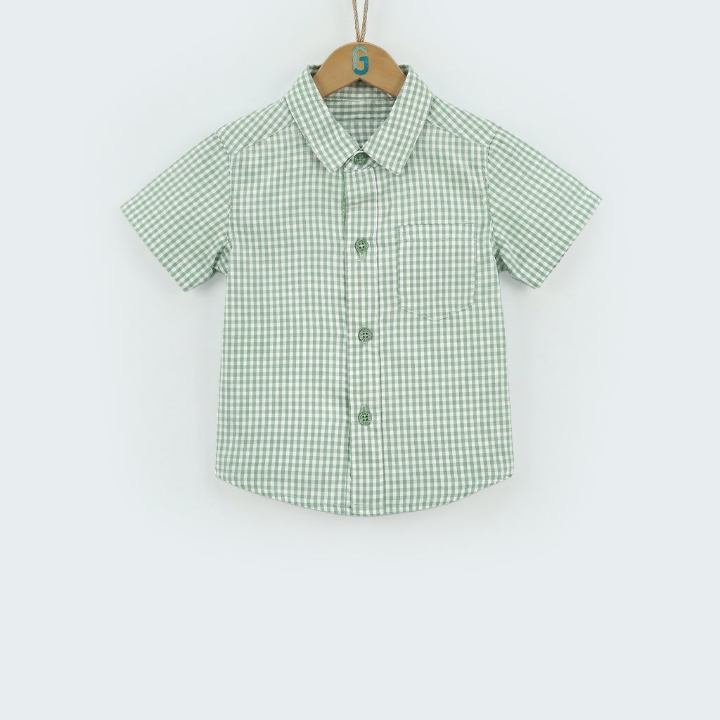 Shirt green small check -27993