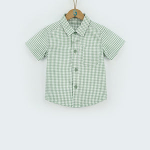 Shirt green small check -27993