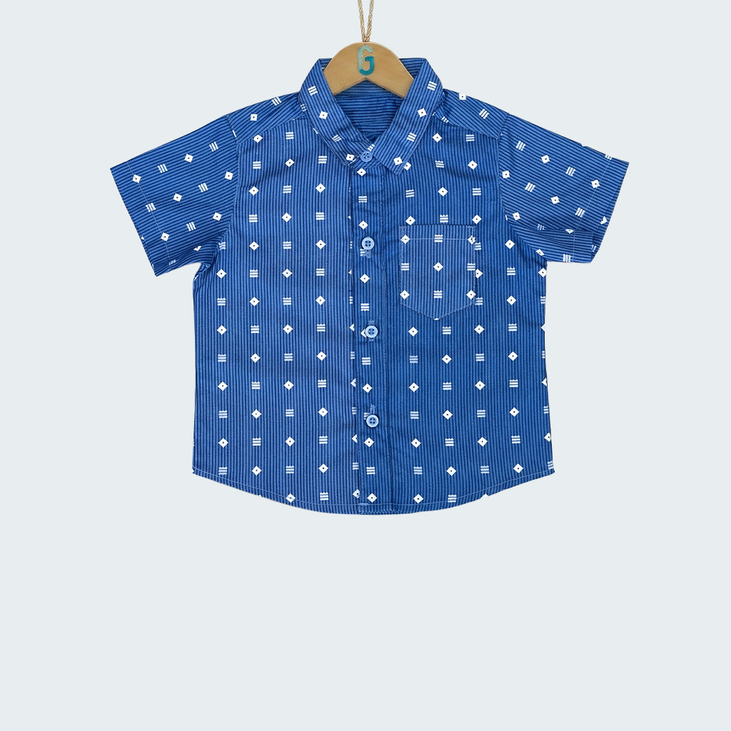 Shirt blue printed-28002