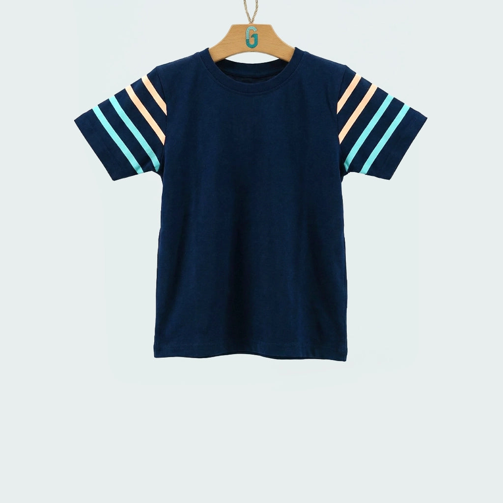 Crewneck Navy Blue sleeve stripes-28090