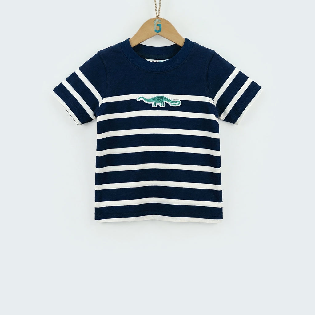 Crewneck Navy white stripes - Green Long Dino-28091