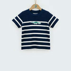 Crewneck Navy white stripes - Green Long Dino-28091