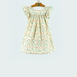 Dress off white - brown flowers-28110