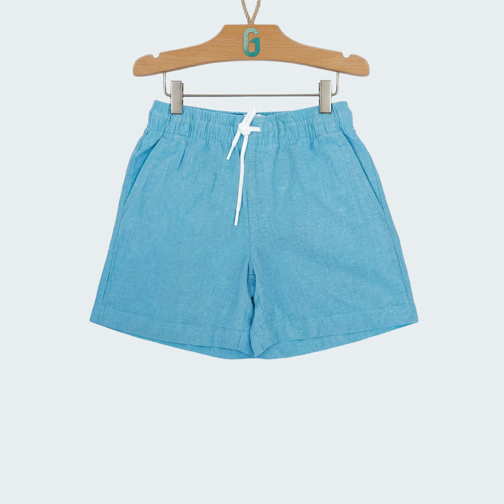 Short linen light blue-28117