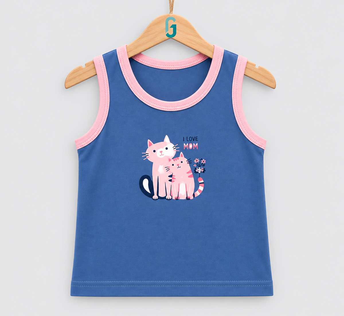 Tank Top Navy Blue I Love Mom - 28220