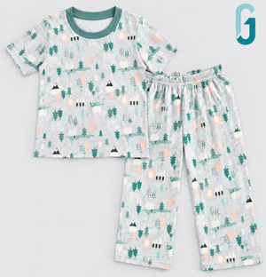 Pijama Grey Christmas Trees Printed - 28009