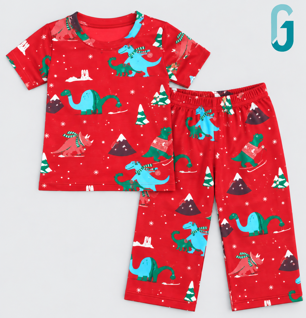 Pijama Red Dino Printed - 27448