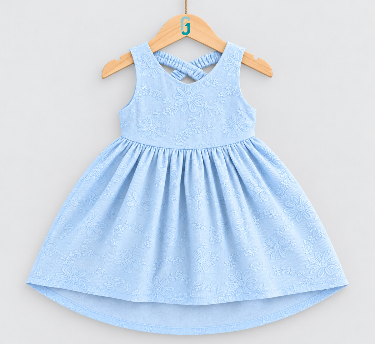 Dress Light Blue Embossed Flowers -27896