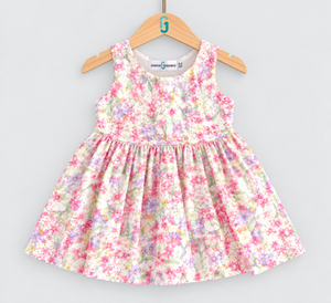 Dress Pink Flowers Printed Sleeveless - 27768
