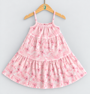 Dress Strappy Pink Flowers Printed - 28057