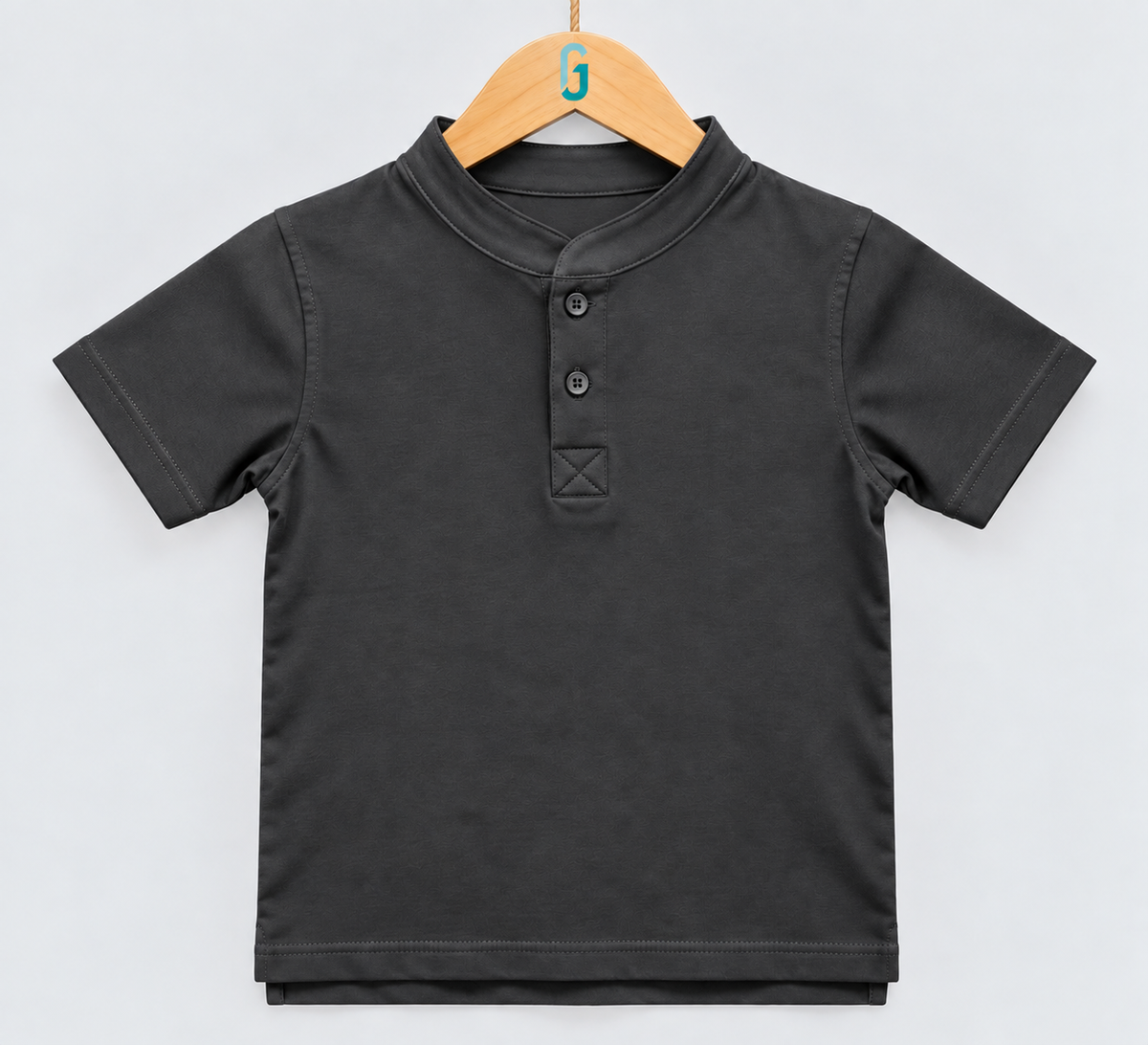 Chinese Collar T Shirt Dark Grey - 27799