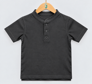 Chinese Collar T Shirt Dark Grey - 27799
