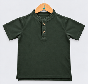 Chinese Collar T Shirt Alpine Green - 27996