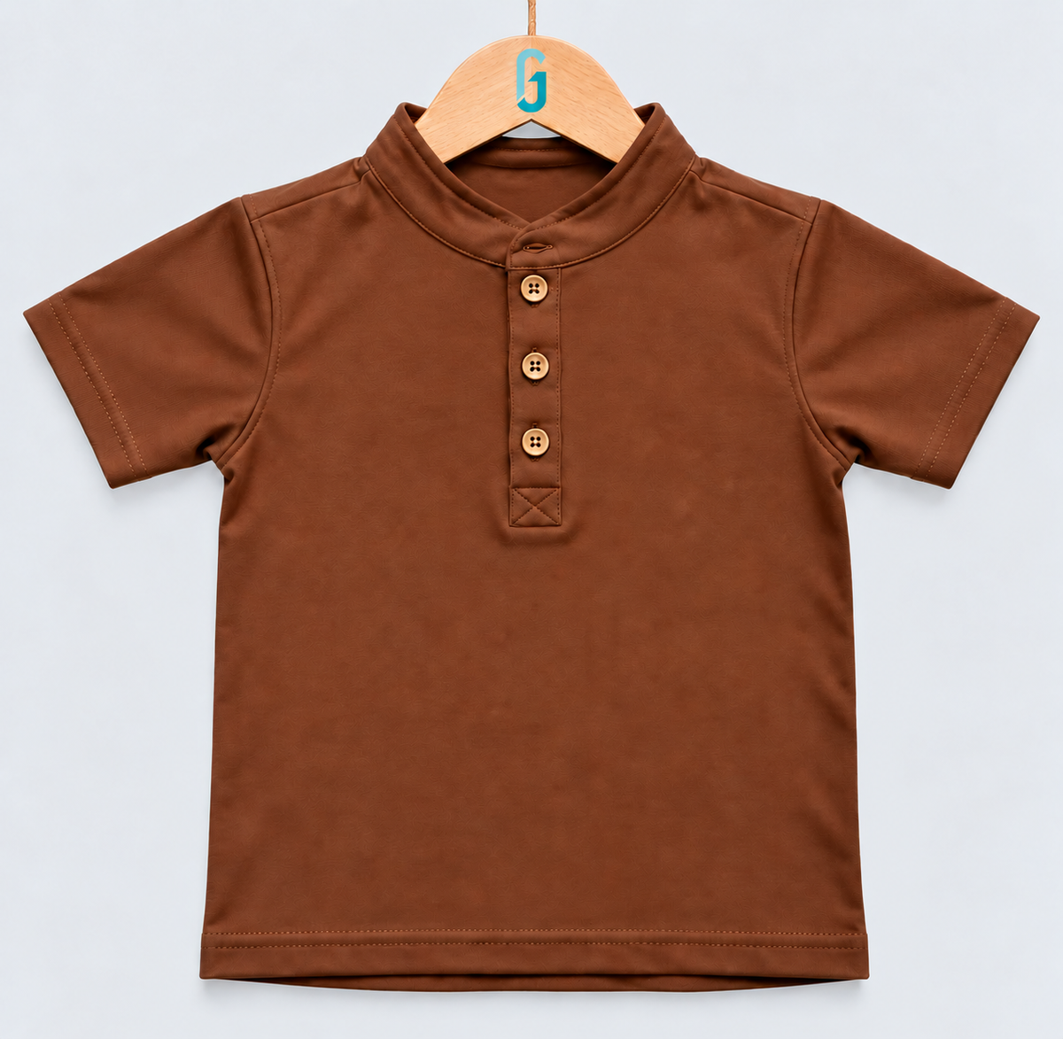 Chinese Collar T Shirt Brown - 27554