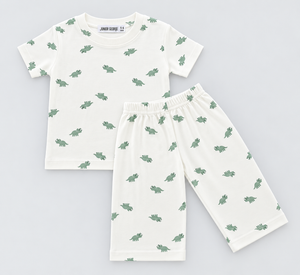 Pijama White Green Dino Printed - 28248