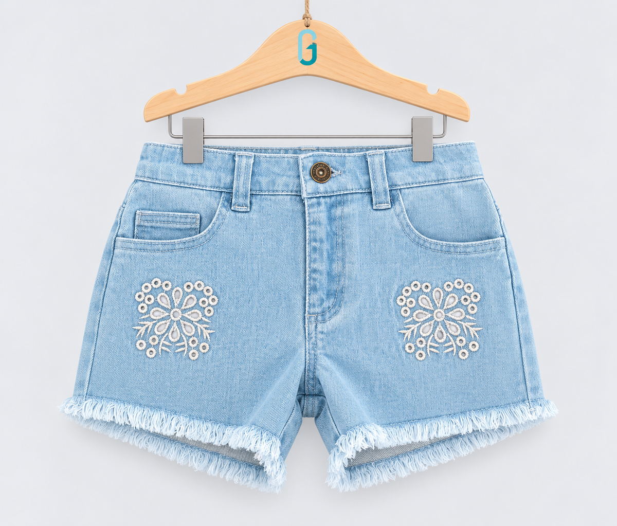 Girls Short Denim Light Blue - 28241
