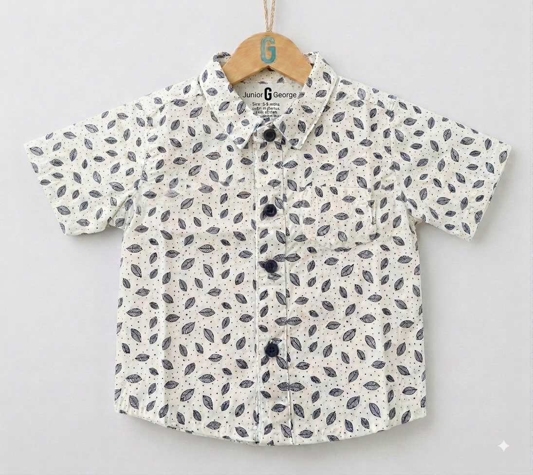 Shirt - Leaves Printed - Off White - 27939