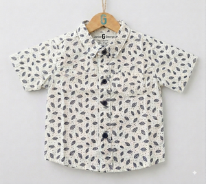 Shirt - Leaves Printed - Off White - 27939