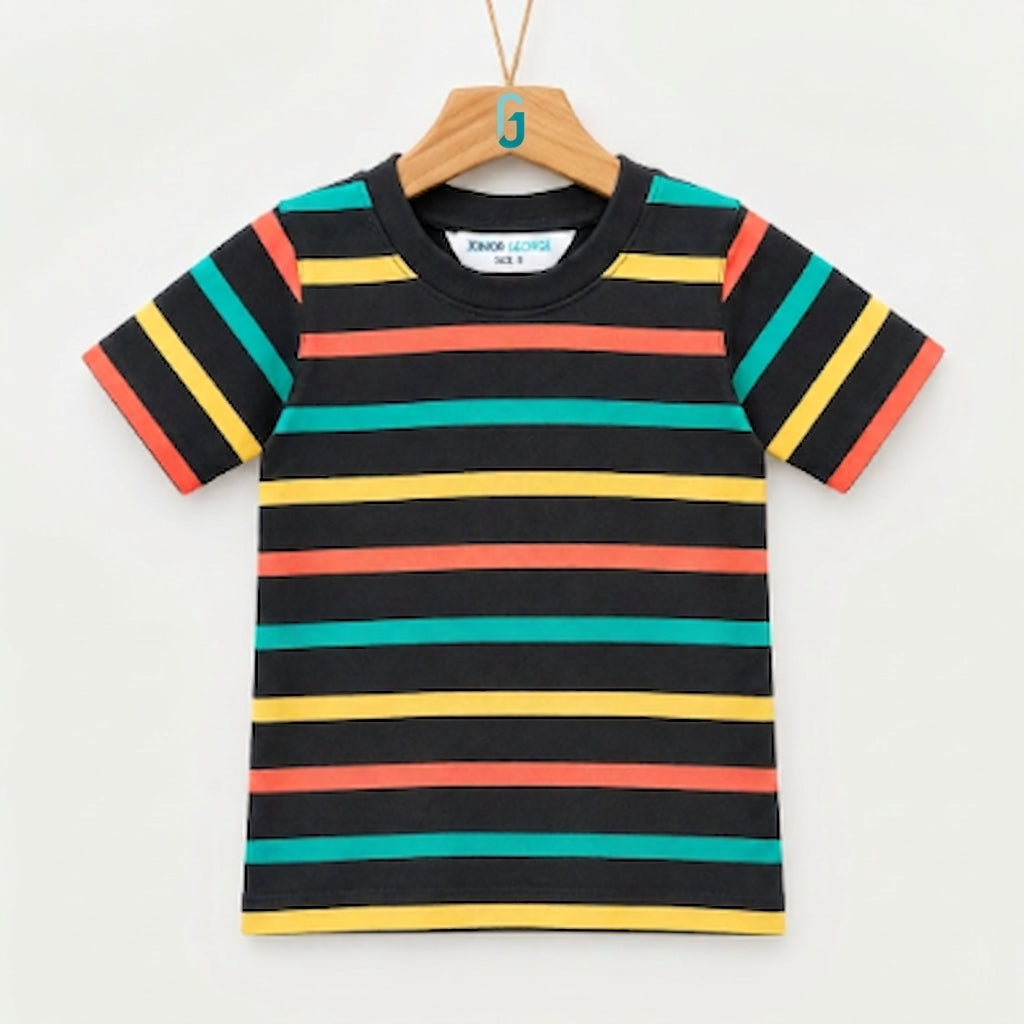 Crewneck - Stripes - Black / Orange / Yellow / Green - 28056