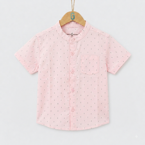 Shirt - Chinese Collar - Printed - Pink - 28020