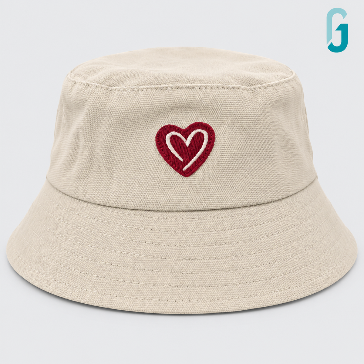 Bucket Hat Light Beige Heart - 28156