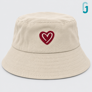 Bucket Hat Light Beige Heart - 28156