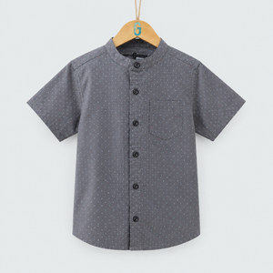 Shirt - Chinese Collar - Printed - Grey - 28019