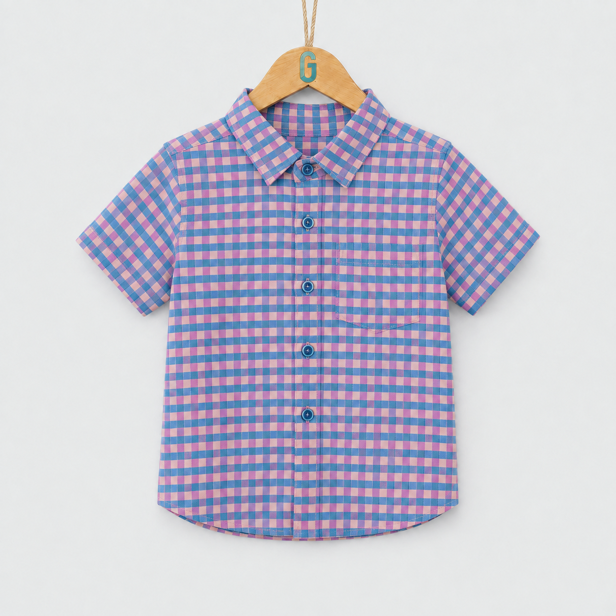 Shirt - Check - Pink / Purple / Light Blue - 28201
