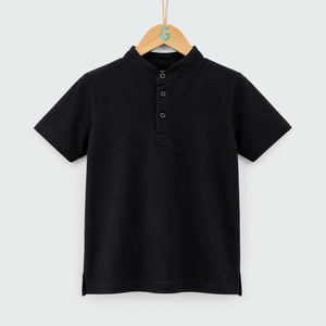 Chinese Collar - T Shirt - Black - 27985