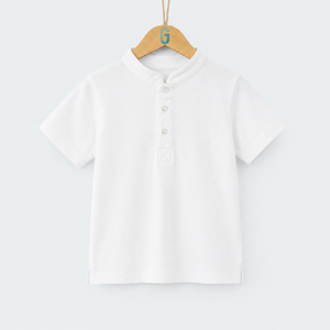 Chinese Collar - T Shirt - White - 27986