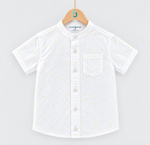Shirt Chinese Collar White Printed - 28247