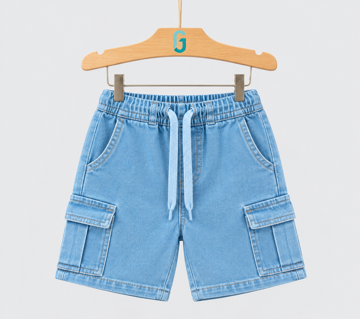 Short Denim Light Blue Cargo Pockets - 27852