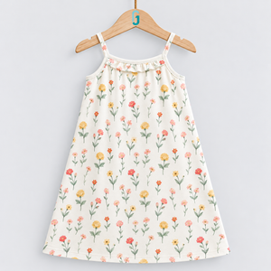 Night Dress Cream Flowers Printed - 28264