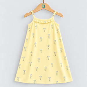 Night Dress Pastel Yellow Printed - 28263