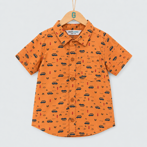 Shirt - Cars Printed - Orange