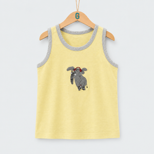 Tank Top - Elephant Embroidered - Yellow