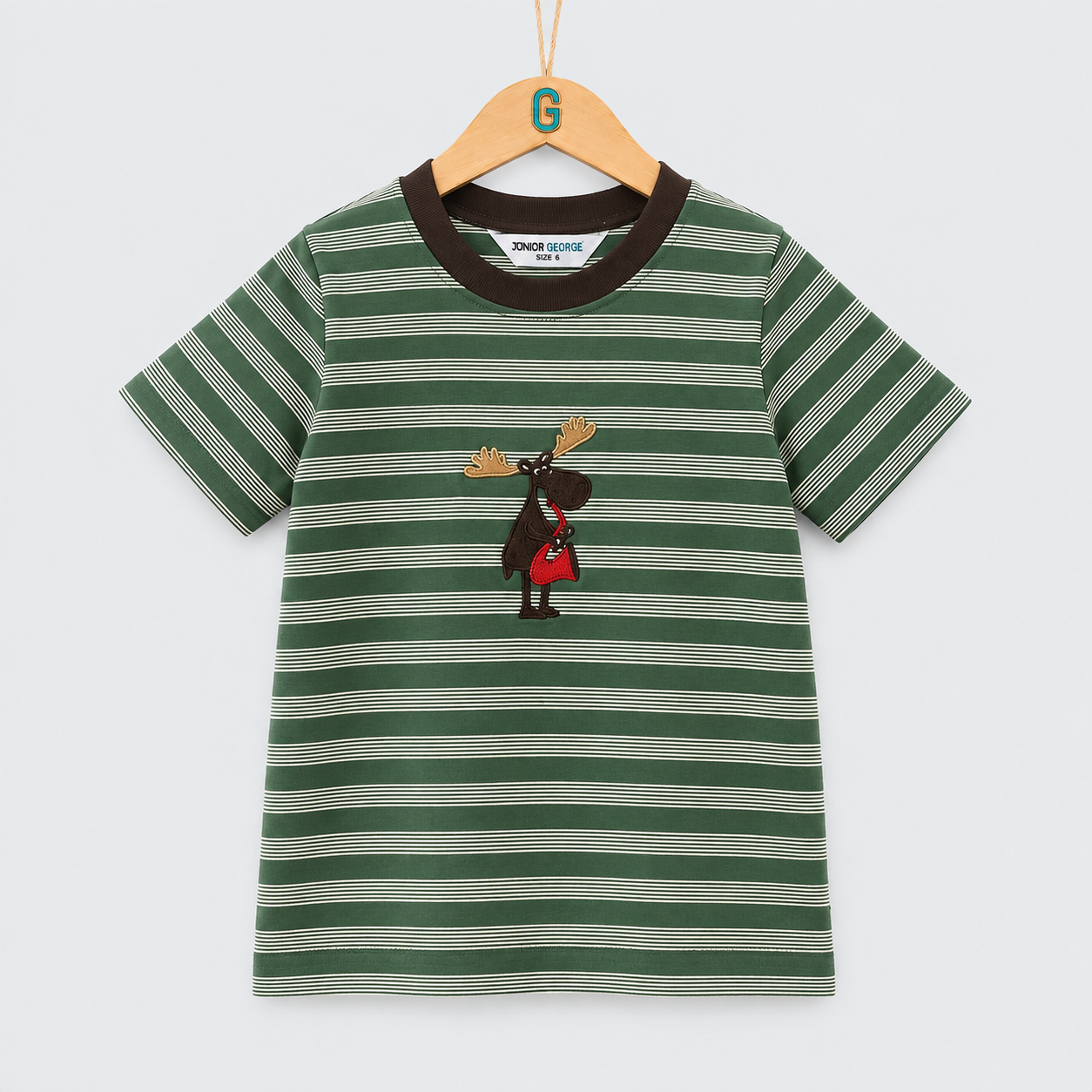 Crewneck - Stripes Moose - Forest Green / Light Green