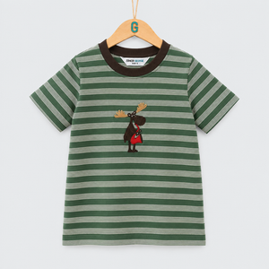 Crewneck - Stripes Moose - Forest Green / Light Green