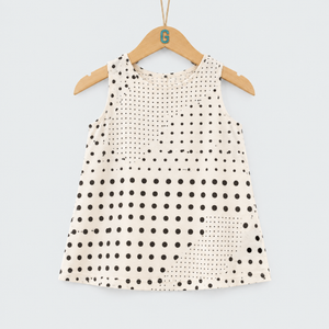 Girl's Top - Dots Printed - White